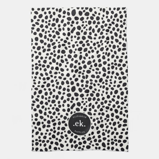 Dalmatische hond Abstract patroonmonogram Theedoek (Verticaal)
