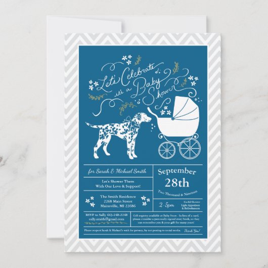 Dalmatische Hond Baby shower Blauwe Jongen Kaart (Voorkant)
