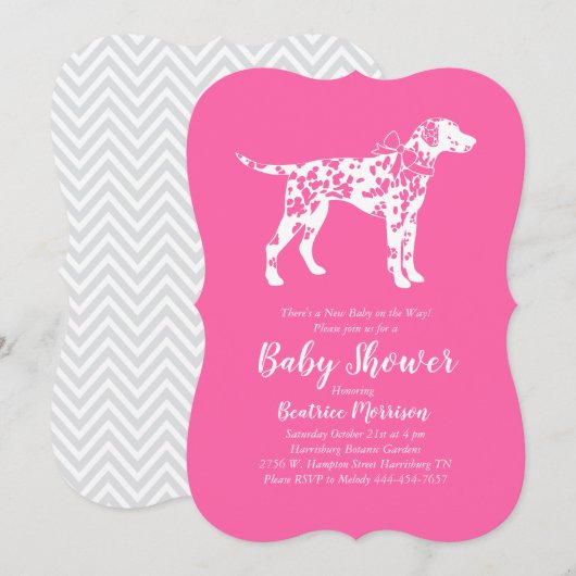 Dalmatische hond Baby shower roze meisje Kaart (Voorkant / Achterkant)