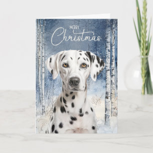 Dalmatische Hond Berk Espen Winter Woud Kerstmis Feestdagen Kaart