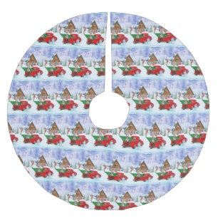 Dalmatische hond bij kerstcadeauwagen sneeuw kerstboom rok