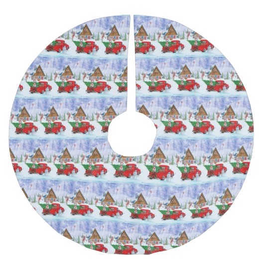 Dalmatische hond bij kerstcadeauwagen sneeuw kerstboom rok (Voorkant)