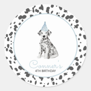 Dalmatische hond blauwe partij gunst ronde sticker