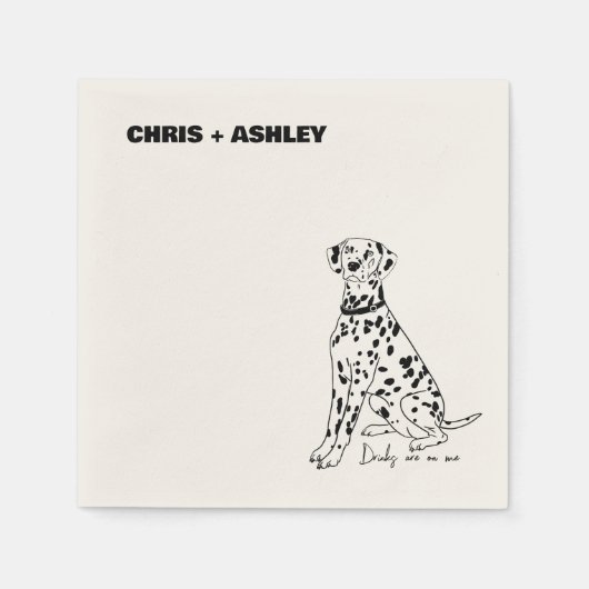 Dalmatische Hond Cocktail Servet voor bruiloft (Voorkant)