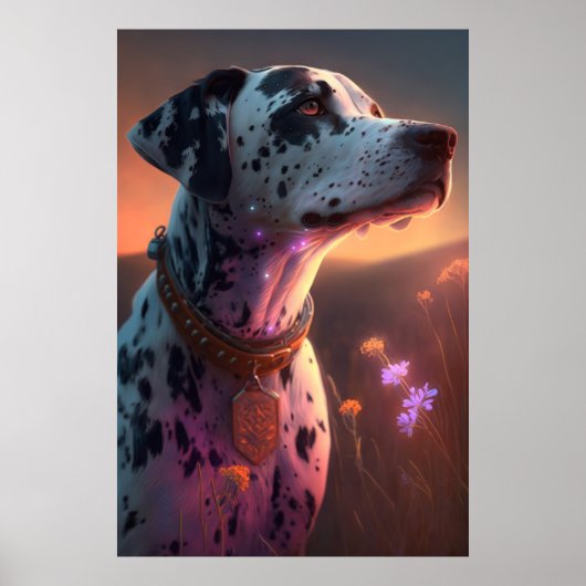 Dalmatische hond dier portret schilderij huisdier  poster (Voorkant)