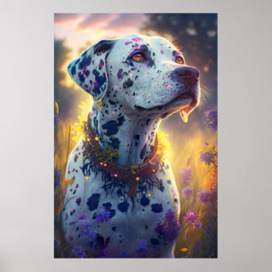 Dalmatische hond dier portret schilderij huisdier  poster
