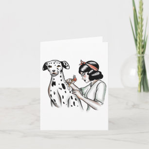 Dalmatische hond en Tattoo liefhebber Woman Design Kaart
