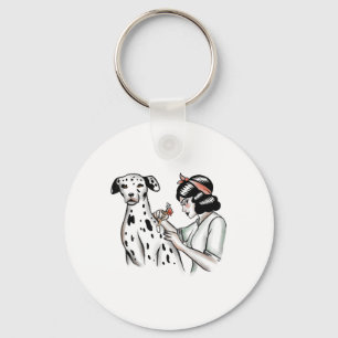 Dalmatische hond en Tattoo liefhebber Woman Design Sleutelhanger