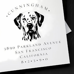 Dalmatische hond familienaam en retouradres rubberstempel