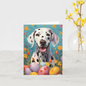 Dalmatische hond Gelukkig Pasen Kaart (Gele Bloem)