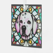 Dalmatische hond "Glas in lood" Glas Ornament (Voorkant links)