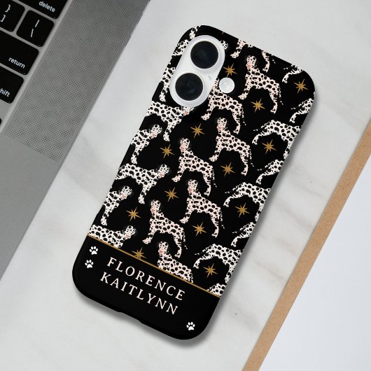 Dalmatische Hond Gouden Sterren Patroon Naam Case-Mate iPhone Case