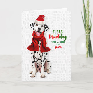 Dalmatische Hond Grappige Vlooien Navidog met Naam Feestdagen Kaart