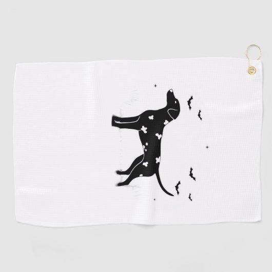 Dalmatische hond - Halloween Moon Silhouette Class Golfhanddoek (Horizontaal)