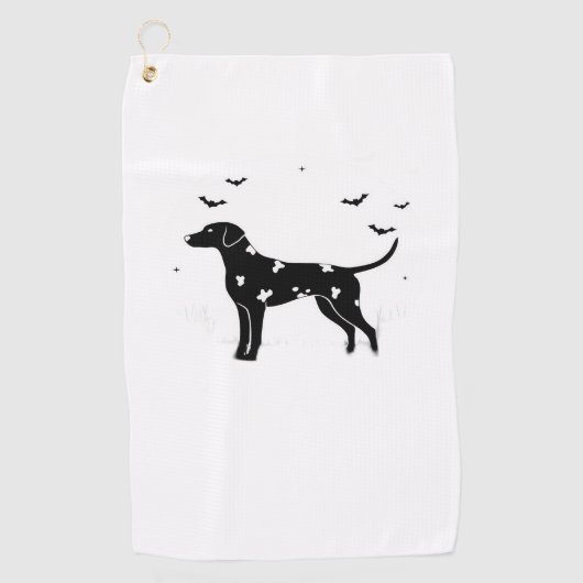 Dalmatische hond - Halloween Moon Silhouette Class Golfhanddoek (Voorkant)