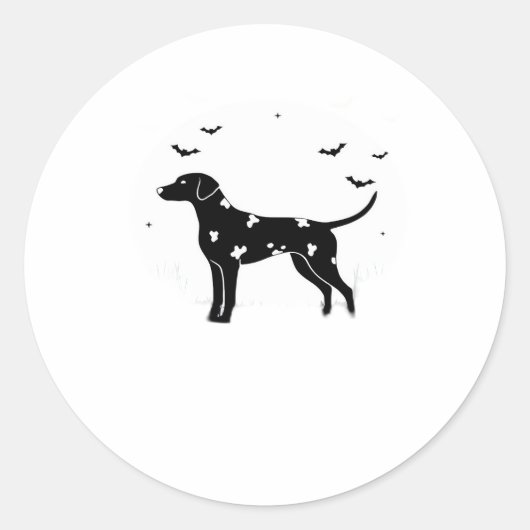 Dalmatische hond - Halloween Moon Silhouette Class Ronde Sticker (Voorkant)