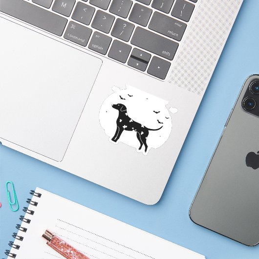 Dalmatische hond - Halloween Moon Silhouette Class Sticker (Laptop met iPhone)