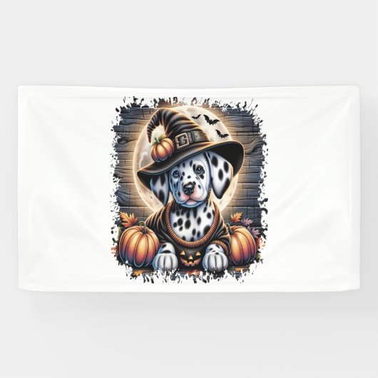 Dalmatische Hond Halloween Spandoek (Horizontaal)