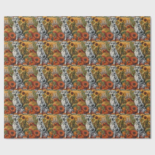 Dalmatische Hond Herfst Oogst Thanksgiving Cadeaupapier (Vlak)