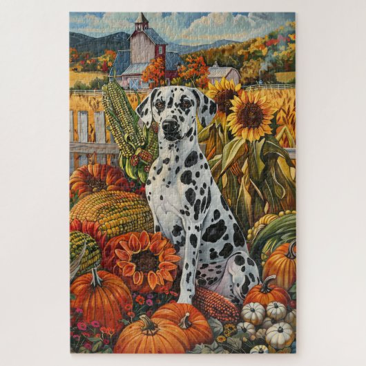 Dalmatische hond herfst oogst thanksgiving legpuzzel (Verticaal)