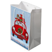 Dalmatische hond in auto met kerstman medium cadeauzakje (Achterkant Gekanteld)