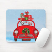 Dalmatische hond in auto met kerstman muismat (Met muis)