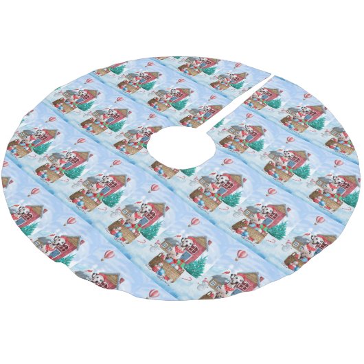 Dalmatische hond in het sneeuwkersthondenhuis kerstboom rok (Gekanteld)