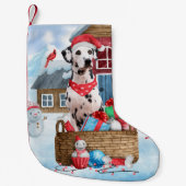 Dalmatische hond in het sneeuwkersthondenhuis kleine kerstsok (Voorkant)
