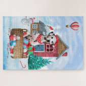 Dalmatische hond in het sneeuwkersthondenhuis legpuzzel (Horizontaal)