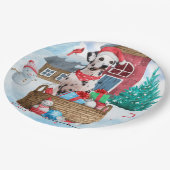 Dalmatische hond in het sneeuwkersthondenhuis papieren bordje (Gekanteld)