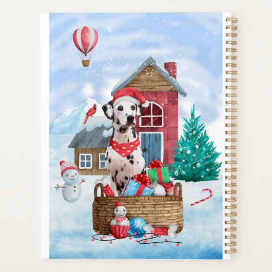 Dalmatische hond in het sneeuwkersthondenhuis planner (Achterkant)