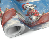 Dalmatische hond in slee laat het sneeuwen Kerstmi Cadeaupapier (Rol Hoek)