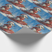 Dalmatische hond in slee laat het sneeuwen Kerstmi Cadeaupapier (Hoek)