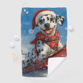 Dalmatische hond in slee laat het sneeuwen Kerstmi Golfhanddoek (Insitu)