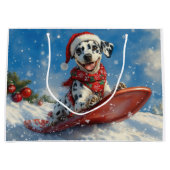 Dalmatische hond in slee laat het sneeuwen Kerstmi Groot Cadeauzakje (Voorkant)