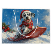 Dalmatische hond in slee laat het sneeuwen Kerstmi Groot Cadeauzakje (Achterkant)