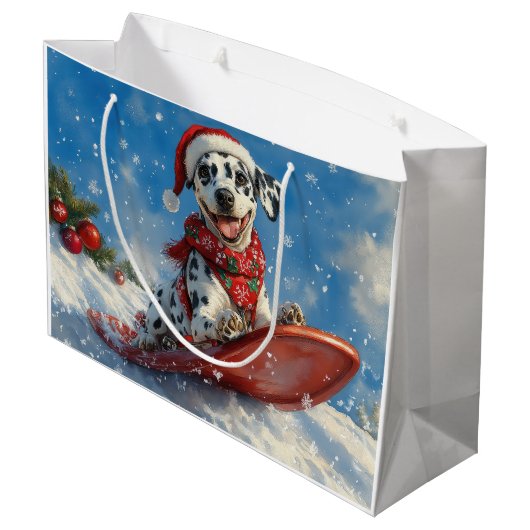 Dalmatische hond in slee laat het sneeuwen Kerstmi Groot Cadeauzakje (Achterkant Gekanteld)