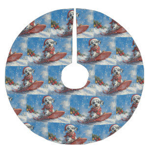 Dalmatische hond in slee Laat het sneeuwen Kerstmi Kerstboom Rok