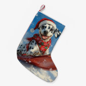 Dalmatische hond in slee laat het sneeuwen Kerstmi Kleine Kerstsok (Voorkant (Hangend))