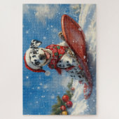 Dalmatische hond in slee laat het sneeuwen Kerstmi Legpuzzel (Verticaal)