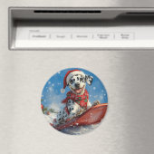 Dalmatische hond in slee laat het sneeuwen Kerstmi Magneet (Insitu (Vaatwasser))