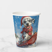 Dalmatische hond in slee laat het sneeuwen Kerstmi Papieren Bekers (Achterkant)