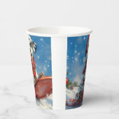 Dalmatische hond in slee laat het sneeuwen Kerstmi Papieren Bekers (Links)