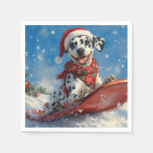 Dalmatische hond in slee laat het sneeuwen Kerstmi Servet (Voorkant)