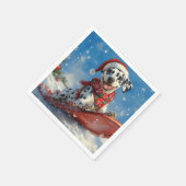 Dalmatische hond in slee laat het sneeuwen Kerstmi Servet (Hoek)