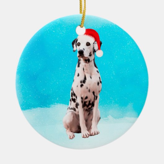 Dalmatische Hond in Sneeuw Kerst Pet Keramisch Ornament (Voorkant)