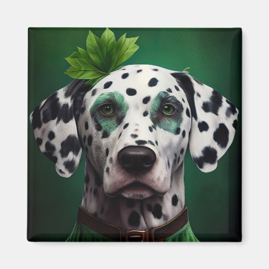 Dalmatische hond in St. Patrick's Day-jurk Magneet (Voorkant)