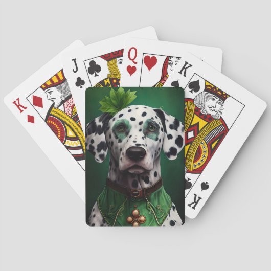 Dalmatische hond in St. Patrick's Day-jurk Pokerkaarten (Achterkant)