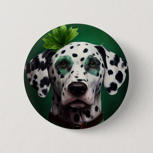 Dalmatische hond in St. Patrick's Day-jurk Ronde Button 5,7 Cm (Voorkant)