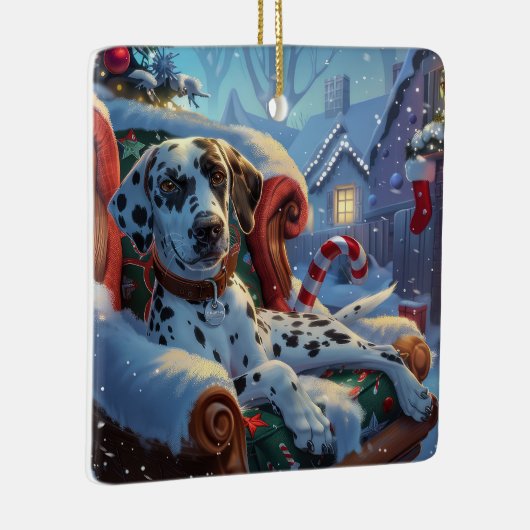 Dalmatische Hond Kerst Festiviteit Keramisch Ornament (Rechts)